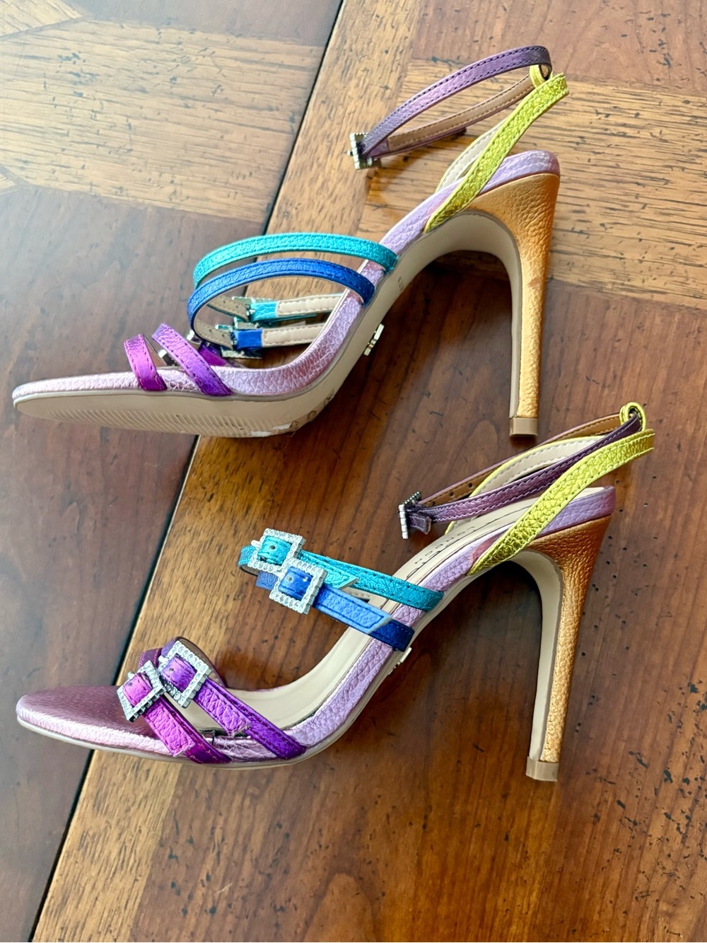 Kurt Geiger Rainbow Metallic Strappy High Heel Sandals